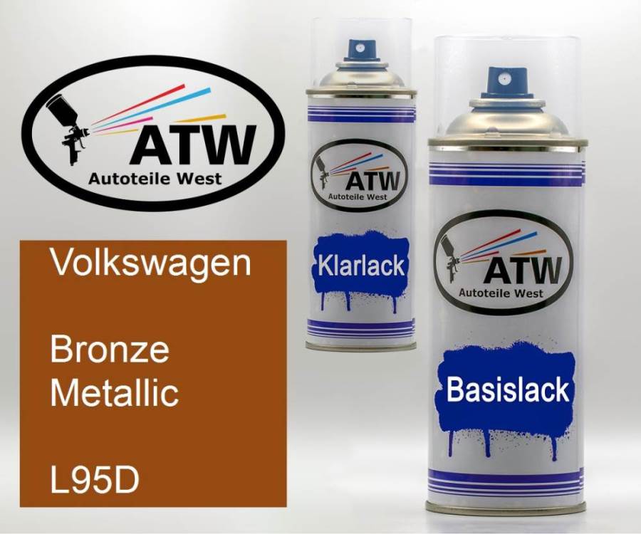 Volkswagen, Bronze Metallic, L95D: 400ml Sprühdose + 400ml Klarlack - Set, von ATW Autoteile West.